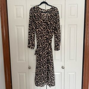 LOFT Animal Print Long Sleeve Dress